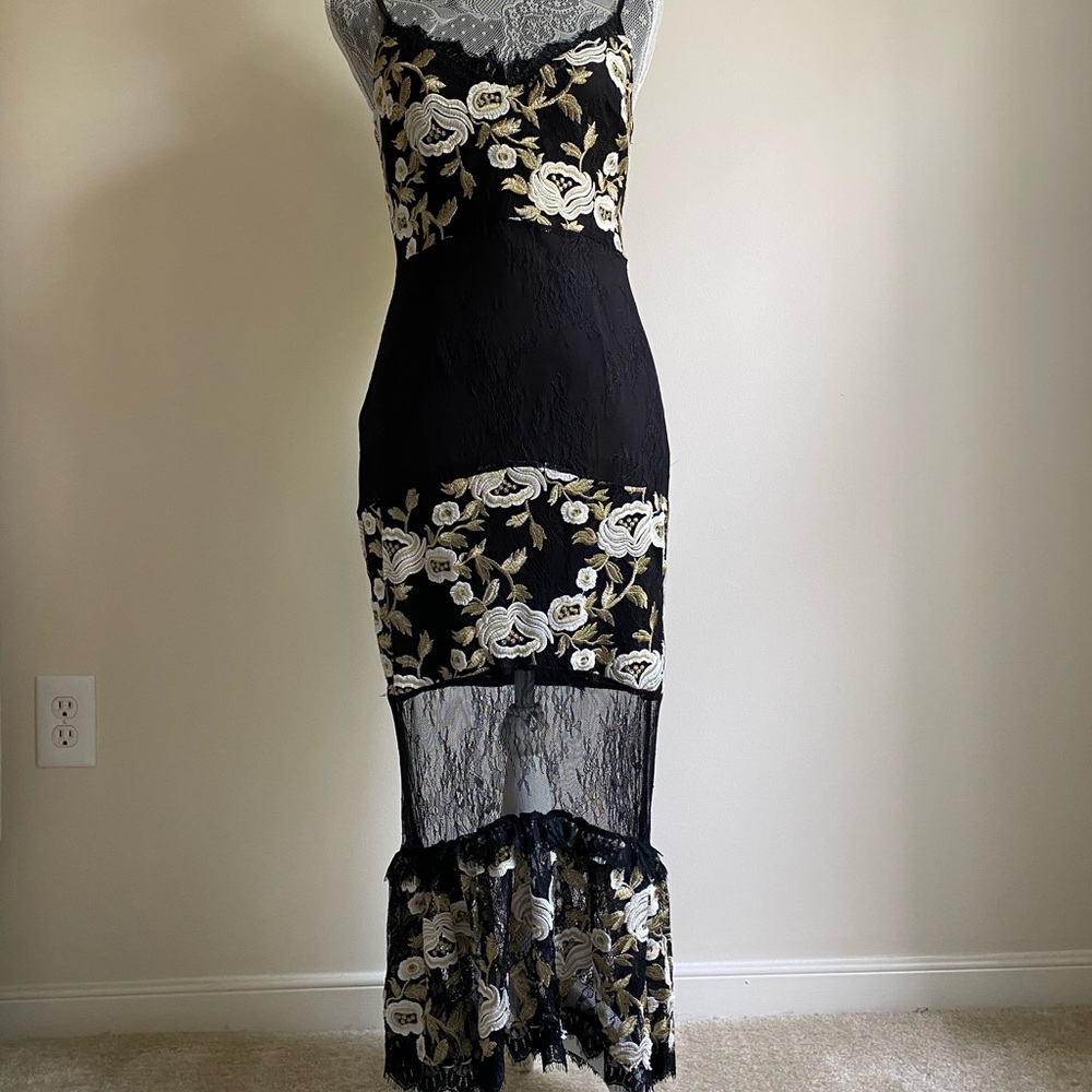 Black and Gold Lace Dress
